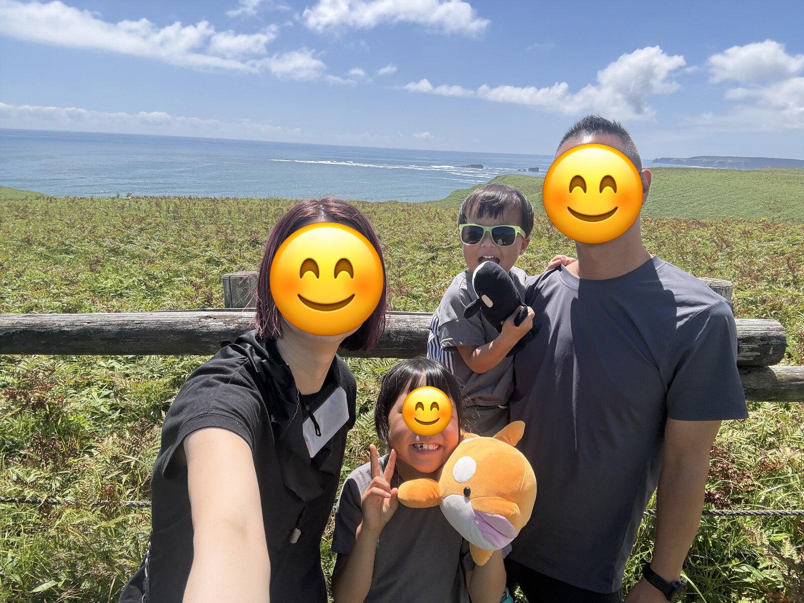 琵琶瀬展望台で家族写真