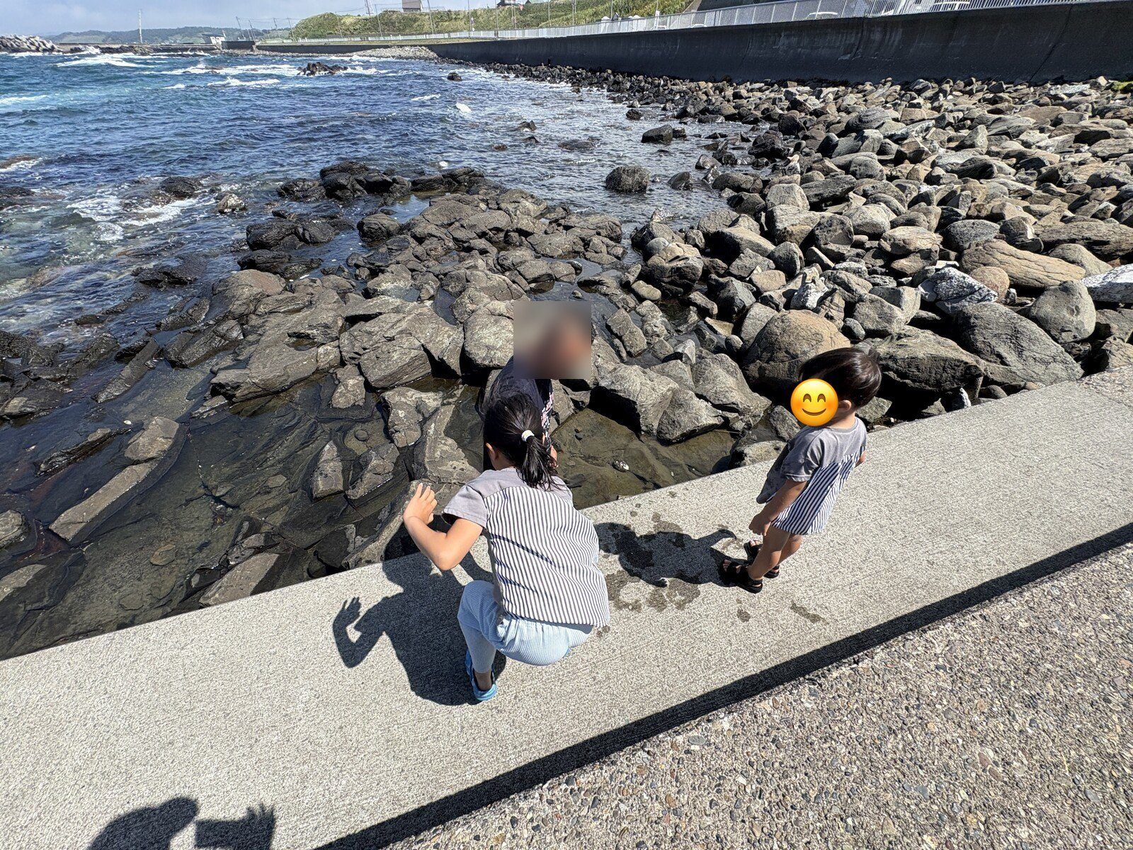 岩場で磯遊び