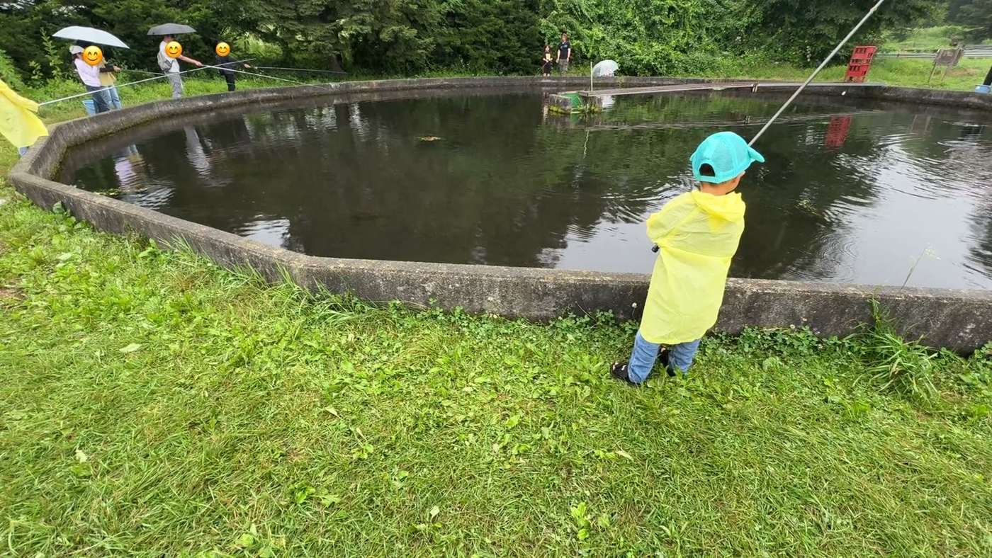 雨がっぱで釣りに挑戦